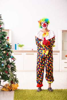 Funny clown in Christmas celebration concept 