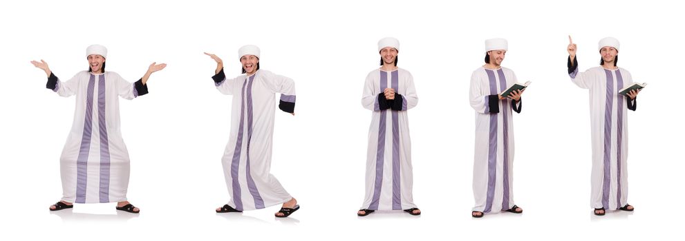 Concept with arab man isolated on white