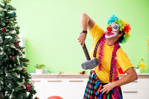 Funny clown in Christmas celebration concept 