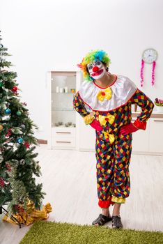 Funny clown in Christmas celebration concept 