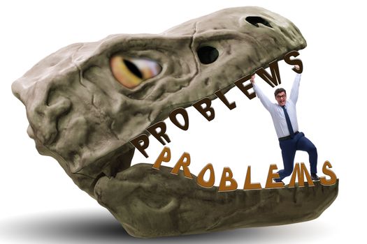 Businessman in the jaws of problems