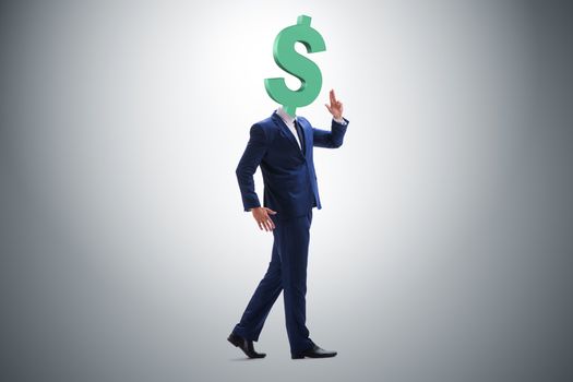 Businessman with dollar sign instead of head