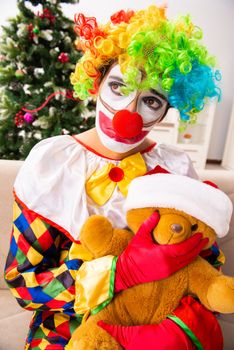 Funny clown in Christmas celebration concept 