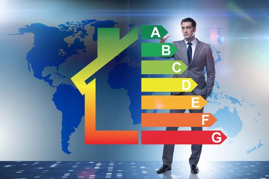 Businessman in energy efficiency concept