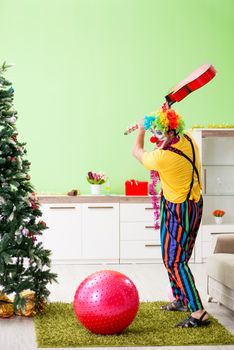 Funny clown in Christmas celebration concept 