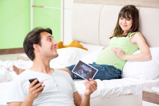 Young family finding out about pregnancy