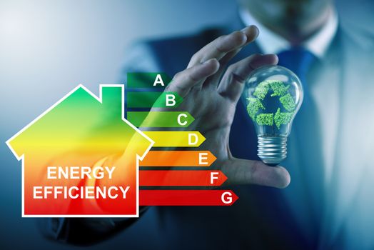 Businessman in energy efficiency concept