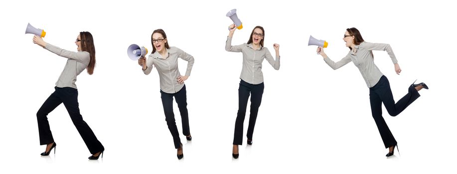 Woman in business concept isolated on white