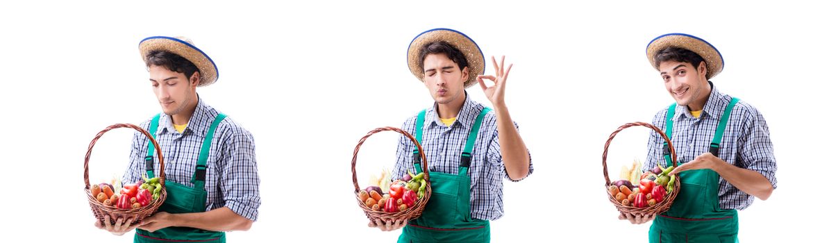 Young farmer isolated on the white background