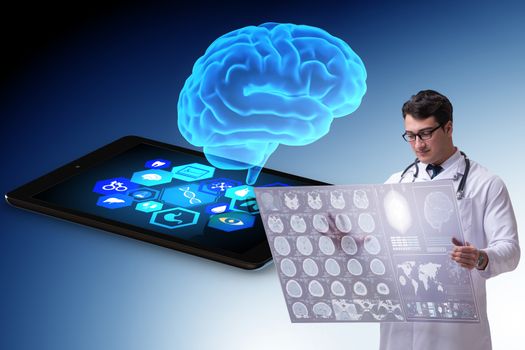 Telehealth concept with doctor doing remote check-up