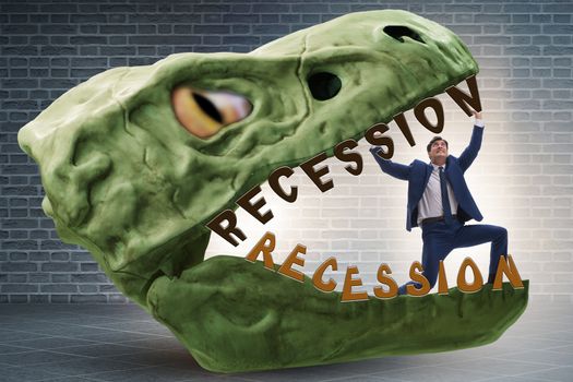 Businessman in crisis and recession concept