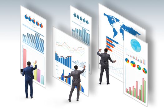 Businessman in business visualization and infographics concept