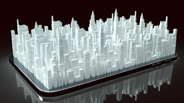The building city on tablet for property content 3d rendering.
