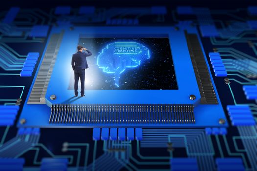 Cognitive computing concept as future technology with businessman