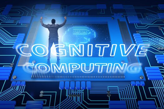 Cognitive computing concept as future technology with businessman