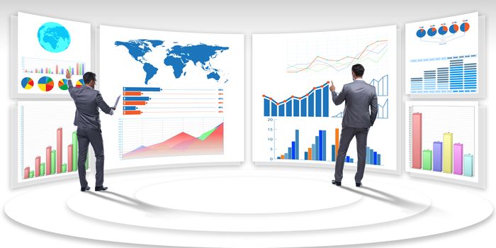 Businessman in business visualization and infographics concept