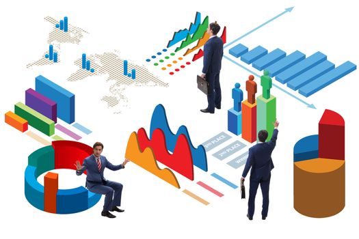 Businessman in business analytics infographics concept