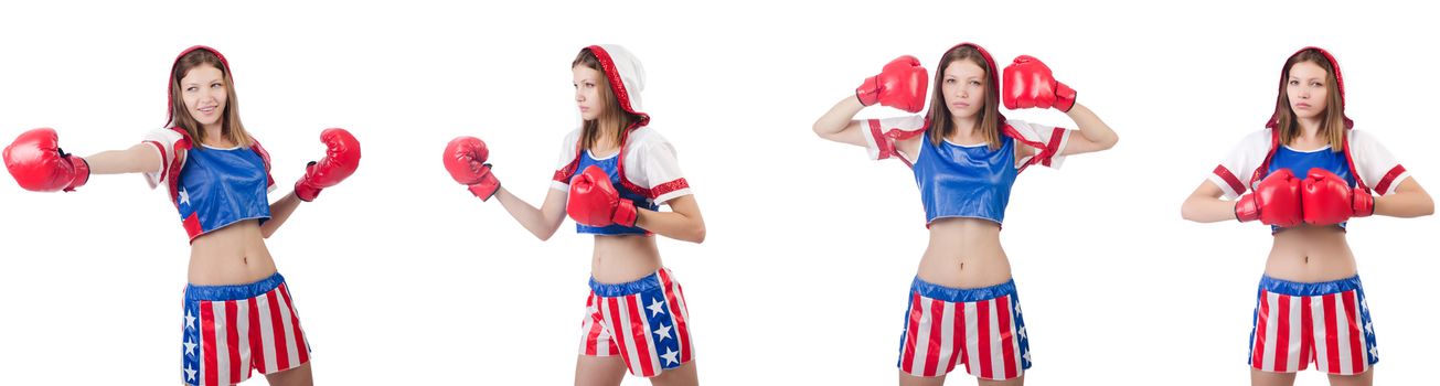 Young female boxer isolated on white 