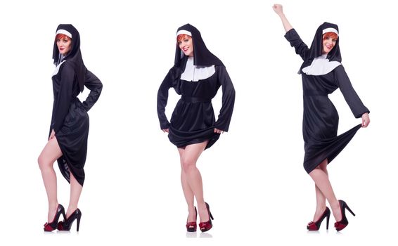 Nun isolated on the white background