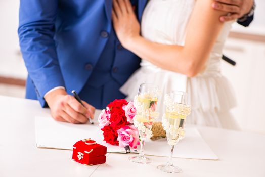 Wedding ceremony with wife and husband