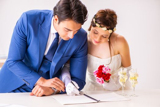 Wedding ceremony with wife and husband