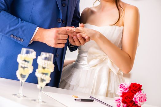 Wedding ceremony with wife and husband