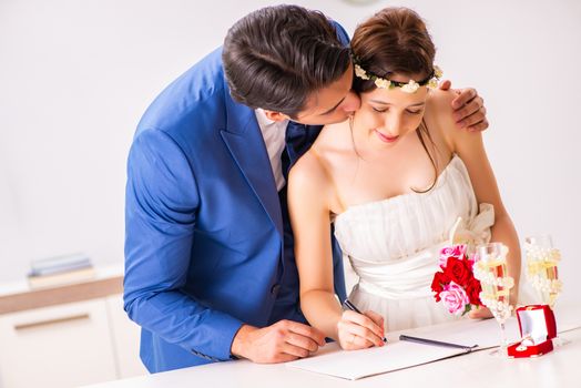 Wedding ceremony with wife and husband