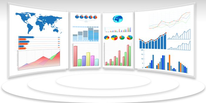 Business charts and infographics - 3d rendering