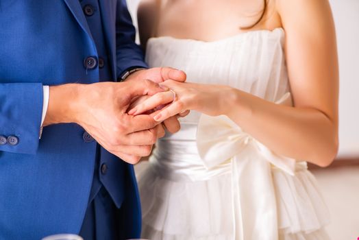 Wedding ceremony with wife and husband