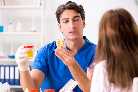 Patient visiting doctor for urine test