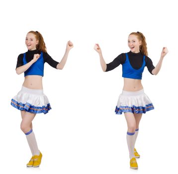 Cheerleader isolated on the white background