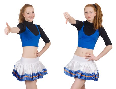 Cheerleader isolated on the white background