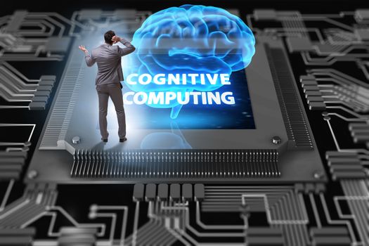Cognitive computing concept as future technology with businessman