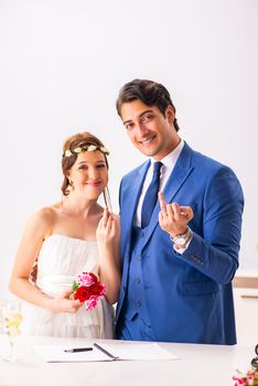 Wedding ceremony with wife and husband