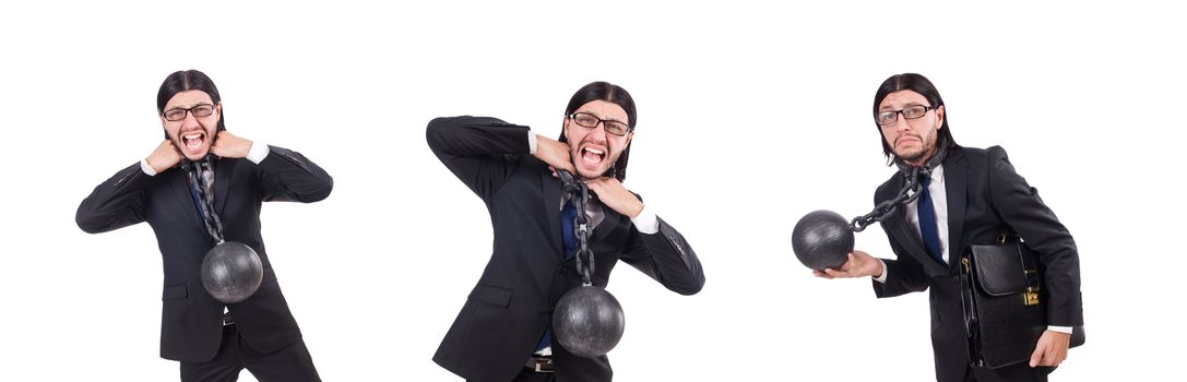 Man with chain isolated on the white