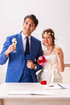 Wedding ceremony with wife and husband