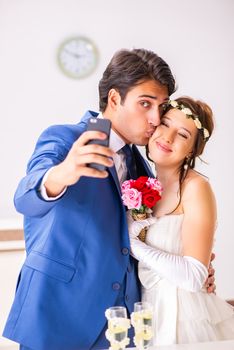 Wedding ceremony with wife and husband