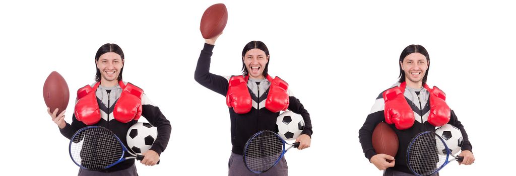 Man in sports concept isolated on white