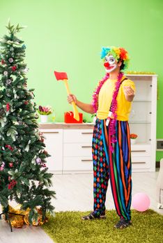 Funny clown in Christmas celebration concept 