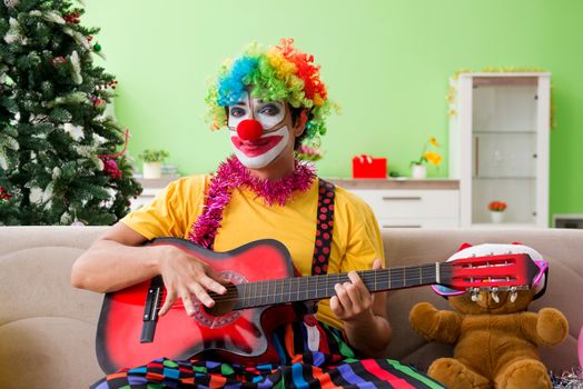 Funny clown in Christmas celebration concept 