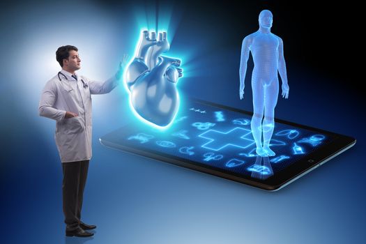 Heart treatment in telemedicine concept