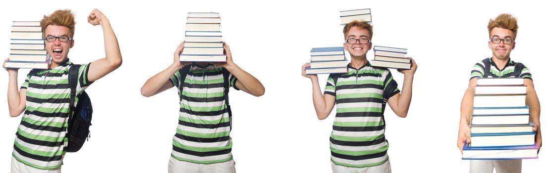 Young student with books isolated on white 