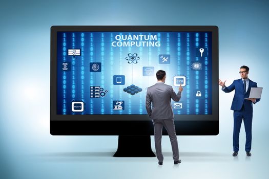 Concept of quantum computing with businessman