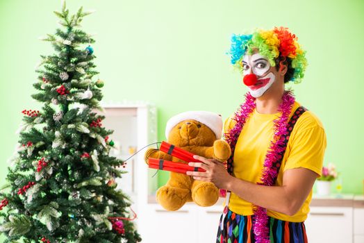 Funny clown in Christmas celebration concept 