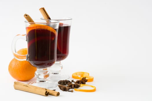 Christmas mulled wine isolated on white background