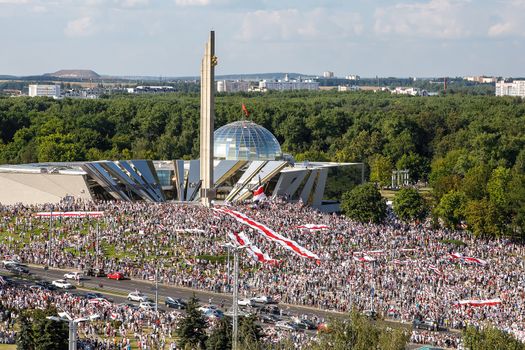 Huge popular rally in Minsk, Belarus. National protest