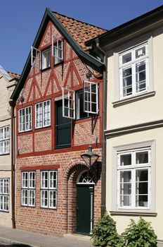 Half-timbered house in Lueneburg, Lower Saxony, Germany.