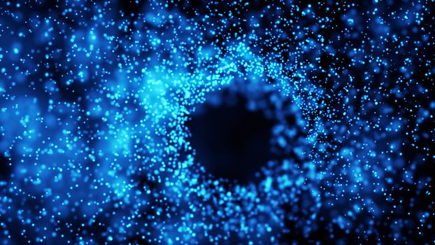 Abstract particles render on dark background, graphic and motion concept
