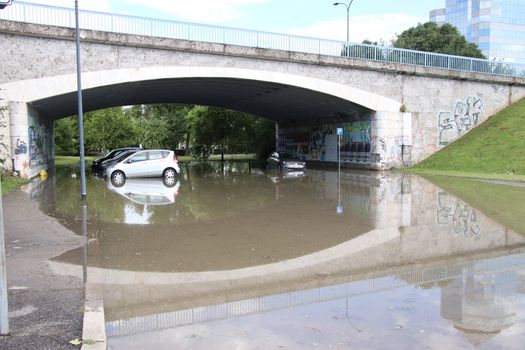 07/11/2020 Brescia, Lomabrdia, Italy. : Flood in Brescia, underpass flooded