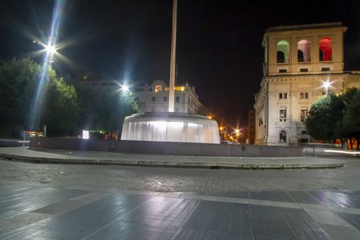 terni,italy august 18 2020:fountain of piazza cornelio tacito in the center of terni